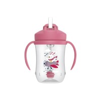 Dr. Browns Babys First Straw Cup Κύπελλο με καλαμάκι & λαβές Ροζ χρώμα (91011) Για 6+ Μηνών 270ml
