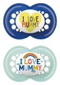 Mam Original Ι Love Mummy Πιπίλα Σιλικόνης με Θηλή Skinsoft 170SB2c για 6-16 μηνών Μπλε, 2τμχ
