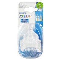 Avent Philips Θηλή Classic Αργής ροής με 2 οπές 1m+, 2τεμ [SCF632/27]