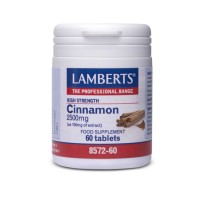 Lamberts Cinnamon 2500mg, Συμπλήρωμα Διατροφής με Εκχύλισμα Κανέλλας, για Αντιμετώπιση Διαταραχών Πέψης 60 ταμπλέτες
