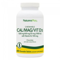 Natures Plus Cal/Mag/Vit D3 with Vitamin K2 Πρωτοποριακή Φόρμουλα για την Υγεία των Οστών και την Αντιμετώπιση της Οστεοπόρωσης Γεύση Σοκολάτα 60tabs