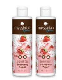 Messinian Spa Shower Gel Strawberry Yogurt Αφρόλουτρο με Άρωμα Φράουλα Γιαούρτι (1+1 Δώρο) 300ml