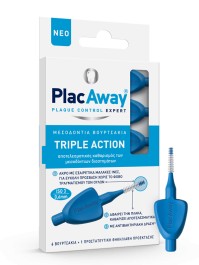 Plac Away Triple Action Μεσοδόντια Βουρτσάκια 0.6mm ISO 3, Μπλε, 6τεμ