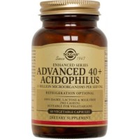 Solgar Advanced 40+ Acidophilus Συμπληρωμα Διατροφης για Ηλικίες 40+ με Προβιοτικά για Δυσλειτουργίες του Εντέρου, 60 Φυτικές Κάψουλες