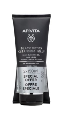 Apivita Black Detox Duo Gel Καθαρισμού Ενεργός Άνθρακας & Πρόπολη 2x150ml