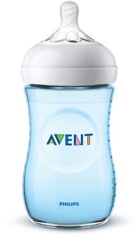 Philips Avent SCF035/17 Natural Πλαστικό Μπιμπερό Μπλε με Θηλή Αργής Ροής 1m+, 260ml