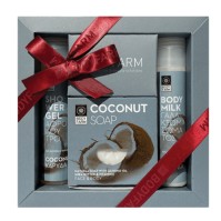 Bodyfarm Coconut Mini Σετ Περιποίησης με Αφρόλουτρο Καρύδα 50ml & Γαλάκτωμα Καρύδα 50ml & Σαπούνι Καρύδα 110gr