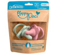 Dr. Browns Happy-Paci Πιπίλα Σιλικόνης Ροζ/Πράσινη 0-6m – 2τμχ
