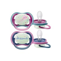 Avent Ultra Air Nighttime 6-18 SCF376/14 Νυχτερινή Ορθοδοντική Πιπίλα Σιλικόνης Ροζ 2τμχ