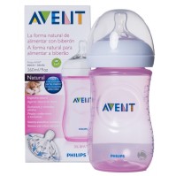 Avent Philips Natural Πλαστικό Μπιμπερό (Ροζ) για Φυσικό τάισμα, με Θηλή αργής ροής / PP - 1m+, Χωρίς BPA, Συσκευασία με 1 τεμάχιο, χωρητικότητας 9oz/260ml [SCF694/17]