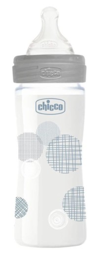 Chicco Μπιμπερό Γυάλινο Well Being Θηλή Σιλικόνης Αργή Ροή Unisex 0m+ 240ml