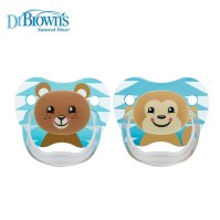 Dr. Browns Prevent, Ορθοδοντική Πιπίλα Σιλικόνης (PV16248) Με Σχέδια Ζωάκια, Για 6-18 Μηνών, Σε Χρώμα Σιελ-Γαλάζιο* 2τμχ