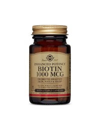 Solgar Biotin 1000μg Συμπλήρωμα Διατροφής με Βιοτίνη που Συμβάλλει στην Καλή Υγεία των Μαλλιών & του Δέρματος - Ιδανικό σε Περιπτώσεις Σμηγματοροϊκής Δερματίτιδας, 50veg.caps