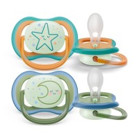 Avent Ultra Air Nighttime 18+m SCF376/23 Νυχτερινή Ορθοδοντική Πιπίλα Σιλικόνης Μπλε 2τμχ