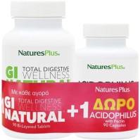 Natures Plus Πακέτο Προσφοράς GI Natural 90tabs & Δώρο Acidophilus 90caps Συμπλήρωμα Διατροφής για την Υγεία του Πεπτικού Συστήματος