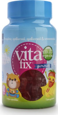 Intermed Multi & Probio VitaFix Gummies Bear Strawberry Παιδικές Πολυβιταμίνες σε Ζελεδάκια με Σχήμα Αρκουδάκι και Γεύση Φράουλα, Βαζάκι με 60τεμ
