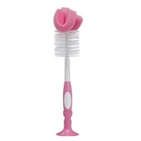 Dr.Browns Bottle Brush, Βούρτσα Mπιμπερό με Επαναχρησιμοποιήσιμο Σφουγγάρι & Βάση Βεντούζας (AC026) Χρώμα Ροζ 1τεμάχιο