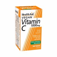 Health Aid Vegan Vitamin C 1000mg Βιταμίνη C σε ταμπλέτες βραδείας αποδέσμευσης, 100 Ταμπλέτες