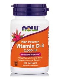 Now Foods Vitamin D3 2000IU Συμπλήρωμα Διατροφής 30 Μαλακές Κάψουλες