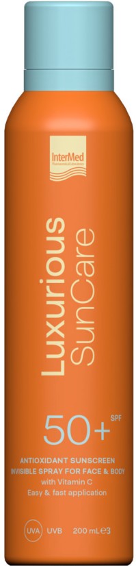 Intermed Luxurious Sun Care Antioxidant Sunscreen Invisible Spray For Face & Body SPF50, Αντηλιακό Για Πρόσωπο & Σώμα 200ml