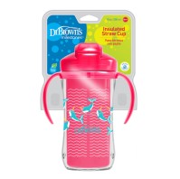 Dr. Browns Insulated Straw Cup Κύπελλο Θερμός με Καλαμάκι & Λαβές (TC01201) Για 12+ Μηνών, Σε Χρώμα Φούξια 300ml