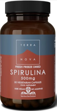 TerraNova Spirulina 500mg Σπιρουλίνα Φρέσκιας Ψυχρής Ξήρανσης, 50caps