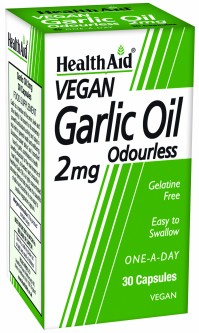 Health Aid Vegan Garlic Oil 2mg Odourless Vegetarian Συμπλήρωμα Διατροφής με Έλαιο Σκόρδου για Ρύθμιση Πίεσης & Χοληστερόλης 30 Φυτικές Άοσμες Κάψουλες