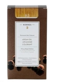 Korres Argan Oil Advanced Colorant Βαφή Μαλλιών 8.3  Ξανθό Ανοιχτό Μελί 50 ml