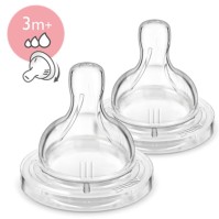 Philips AVENT classic SCF635/27 - Θήλες σιλικόνης μεταβλητής ροής 3m+, Χωρίς BPA, Συσκευασία με 2 τεμάχια