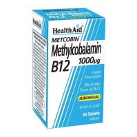 Health Aid Vegan METCOBIN Methylcobalamin B12 1000mg Συμπλήρωμα Διατροφής με Μεθυλκοβαλαμίνη Β12 60 Ταμπλέτες