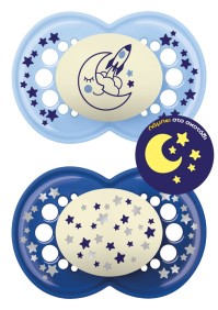 Mam Original Night Πιπίλα Σιλικόνης με Θηλή Skinsoft 260SB για 16+ μηνών Μπλε, 2τμχ