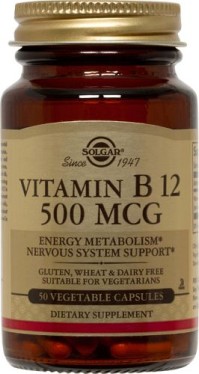 Solgar Vitamin B12 500 μg Συμπλήρωμα Διατροφής Βιταμίνη B12 για την Ομαλή Λειτουργία του Νευρικού Συστήματος, 50veg.caps