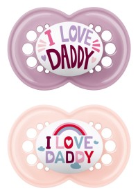 Mam I Love Daddy Πιπίλα Σιλικόνης με Θηλή Skinsoft 265SG2 για 16+ μηνών Ροζ, 2τμχ