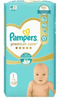 Pampers Premium Care Πάνες με Αυτοκόλλητο, No. 1 για 2-5kg 50τμχ