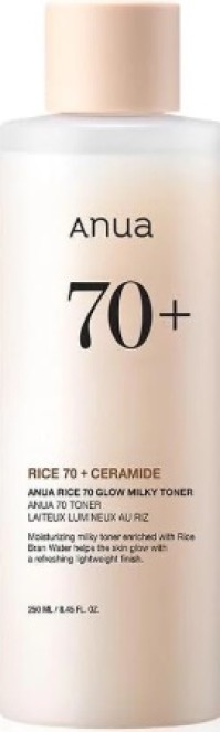 Anua Rice 70 Glow Milky Toner με Ρυζόνερο, Νιασιναμίδη και Κεραμίδια 250ml
