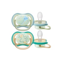 Avent Ultra Air Nighttime 0-6m SCF376/18 Νυχτερινή Ορθοδοντική Πιπίλα Σιλικόνης Μπλε 2τμχ