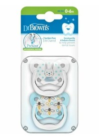 Dr. Browns Prevent, Ορθοδοντική Πιπίλα Σιλικόνης Πεταλούδα Για 0-6 Μηνών, Σε Χρώμα Γαλάζιο* 2τμχ