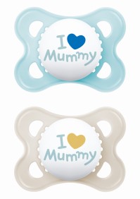 Mam Original Ι Love Mummy Ορθοδοντική Πιπίλα Σιλικόνης με Θηλή Skinsoft 115SB2 για 2-6 μηνών Μπλε, 2τμχ