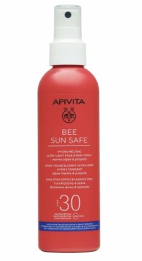 Apivita Bee Sun Safe Hydra Melting Ultra Light Face & Body Spray Ενυδατικό Αντιηλιακό Προσώπου Σώματος με Θαλάσσια Φύκη & Πρόπολη SPF30, 200ml