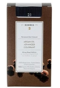 Korres Argan Oil Advanced Colorant Βαφή Μαλλιών 2.1 Μαύρο Μπλε 50ml