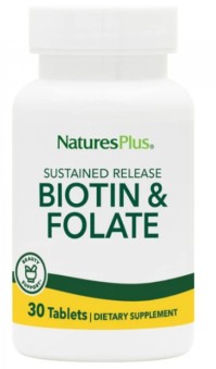 Natures Plus Biotin & Folate Συμπλήρωμα Διατροφής Για Την Καλή Υγεία Των Μαλλιών & Του Δέρματος 30 ταμπλέτες
