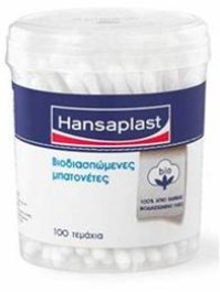 Hansaplast Cotton Sticks Regular Βιοδιασπώμενες Μπατονέτες 100 Τεμάχια