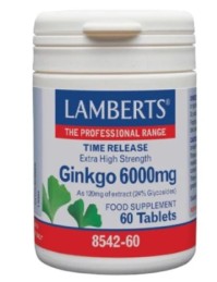 Lamberts Ginkgo Biloba Extract 6000mg, Ενίσχυση Μνήμης & Συγκέντρωσης, Βελτίωση Κυκλοφορίας του Αίματος,  Ενδυνάμωση της Τριχοφυϊας, 30tabs