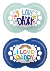 Mam Ι Love Daddy Πιπίλα Σιλικόνης με Θηλή Skinsoft 170SB1 για 6-16 μηνών Μπλε, 2τμχ