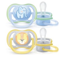 Philips Avent Ultra Air Animals Ορθοδοντική Πιπίλα Σιλικόνης 0-6m  ΜΠΛΕ SCF085/01, 2τεμ
