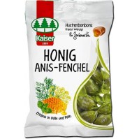 Kaiser Honig Anis-Fenchel Καραμέλες παρασκευασμένες με επιλεγμένα εκχυλίσματα βοτάνων & βιταμίνη C, ιδιαίτερα ευχάριστες & με υπέροχη γευση από μέλι, γκυκάνισο & μάραθο 90gr