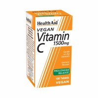 Health Aid Vegan Vitamin C 1500mg Βιταμίνη C σε ταμπλέτες βραδείας αποδέσμευσης, 100 Ταμπλέτες