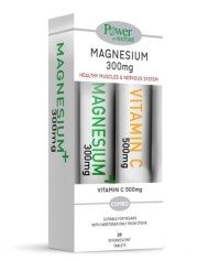 Power Health PROMO Magnesium Stevia 300mg Συμπλήρωμα Διατροφής 20 Αναβράζοντα Δισκία - ΔΩΡΟ Vitamin C 500mg 20 Αναβράζοντα Δισκία
