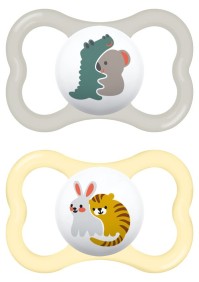 Mam Air Πιπίλα Σιλικόνης με Θηλή Skinsoft 275SU για 16+ μηνών Unisex Γκρι / Κίτρινο, 2τμχ