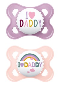 Mam Original I Love Daddy Ορθοδοντική Πιπίλα Σιλικόνης με Θηλή Skinsoft 115SG2 για 2-6 μηνών Ροζ, 2τμχ